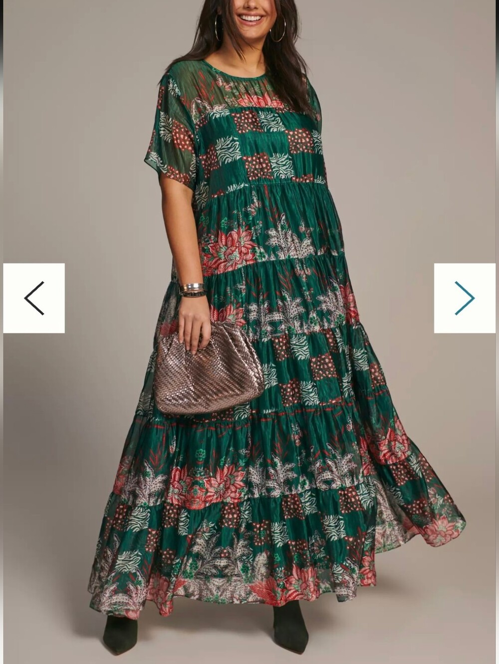 Anthropologie Bhanuni Jyoti-Tiered Short Sleeve Maxi Dress-Size LP